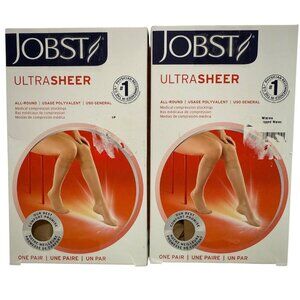 2 JOBST New UltraSheer Size Small Compression Knee Socks 15-20 mmHg Beige